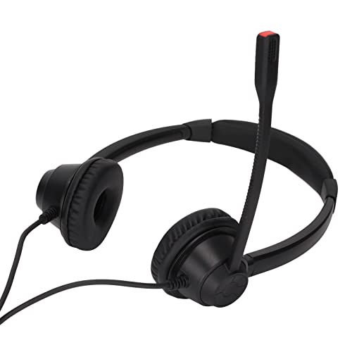 H390D - RJ9 - MVA Dual Ear Wired Telephone Headset, Noise Canceling Office Headset with RJ9 Plug, Lightweight Comfortable Business Calling Headset for Call Center and Home Office U