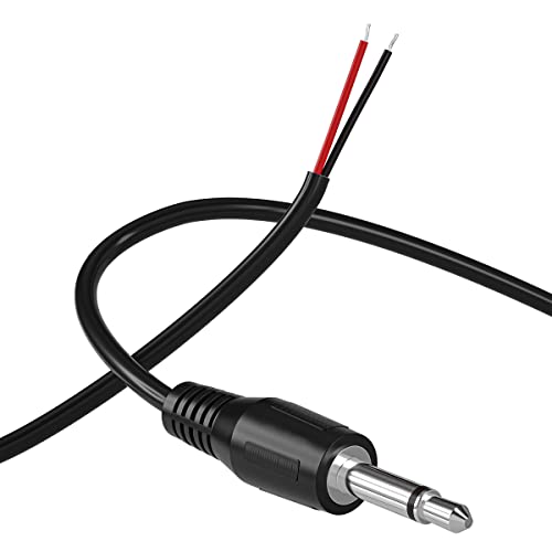 Replacement 3.5mm Male Jack to Bare Wire Open End TS 2 Pole Mono 1/8" 3.5mm Jack Plug Connector AUX Audio Cable for Scanner,Speaker PA Horns,Morse Key, Cooling Fans, Power amp Repair - size: 1ft