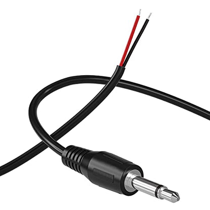 Replacement 3.5mm Male Jack to Bare Wire Open End TS 2 Pole Mono 1/8" 3.5mm Jack Plug Connector AUX Audio Cable for Scanner,Speaker PA Horns,Morse Key, Cooling Fans, Power amp Repair - size: 1ft