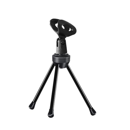 Desk Microphone Stand with Mic Clip Holder, Foldable Tripod with Non-slip Feet Adjustable Desktop Mic Stand, Ideal for Podcast, Online Chat, meetings with dynamic mics Like SM58 57 PGA48 etc.
