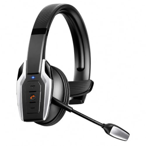 Trucker Bluetooth Headset, Bluetooth 6.0 Wireless Headset with ENC Noise Cancelling Mic, 58H Play Time, Hands-Free Headset for Truck Drivers, Office Calls & Driving-Silver - color: Silver