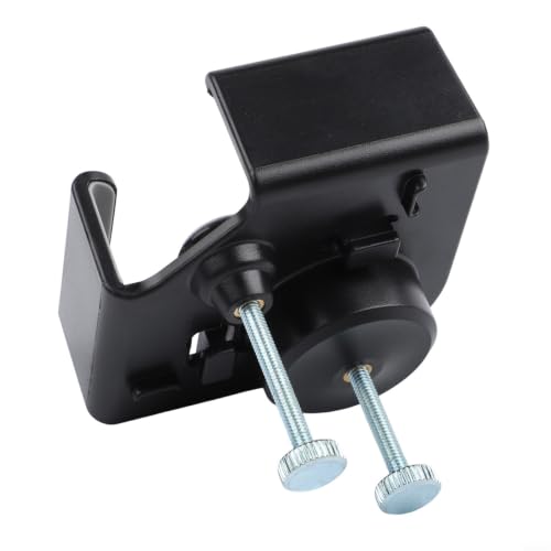 Adjustable Headphone Stand Clamp On Desk Mount for Gaming Headsets - Space Saving ABS Holder with Cable Management - Black Office Organizer