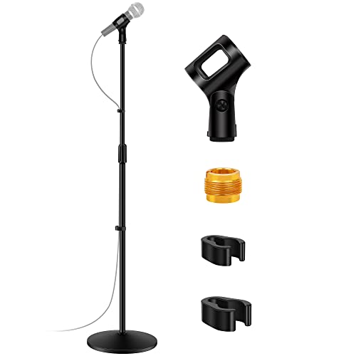InnoGear Mic Stand 2 Set Microphone Stand Floor Boom Arm with Weighted Base | Height Adjustable, Detachable, Portable for Travel, Stable Base, Work with Blue Yeti Shure SM58 Samson Q2U Fifine K669B - style: Twist Clutch 34" - 60"