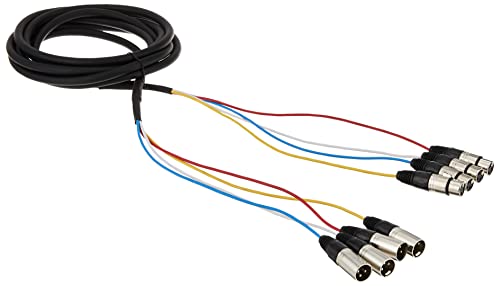 Monoprice 4-Channel XLR Male to XLR Female Snake Cable - 15 Feet - Black/Silver, Metal Connector Housings, Plastic and Rubber Cable Boots - size: 15 Feet