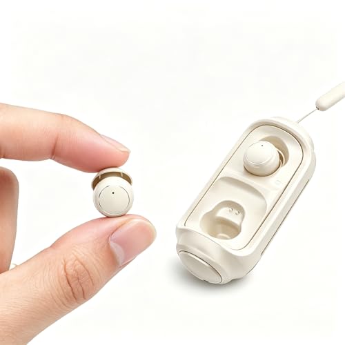 Ultra-Mini Sleep Earbuds for Side Sleepers, Bluetooth 6.0 Invisible Earphones with Fidget Toy Case, 30H Playtime, IPX5 Sweatproof, Touch Control for ASMR, Work, Commute & Travel - color: Khaki