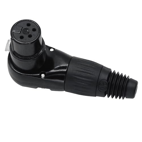 Adjustable Angle 4-Pin XLR Cable Connector 90 Degree Right Angle XLR 4 Pin Female Plug Connectors Mic Cable Plug Audio Adapter for Microphone,Mixers,Black