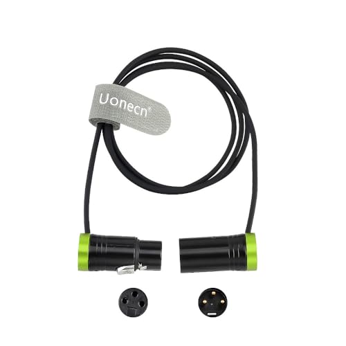 Uonecn Low-Profile XLR 3 Pin Male to Female Cable Original Connector Balanced Microphone Audio Cord Sommer SOD-14, Right Angle Short XLR Green 1M