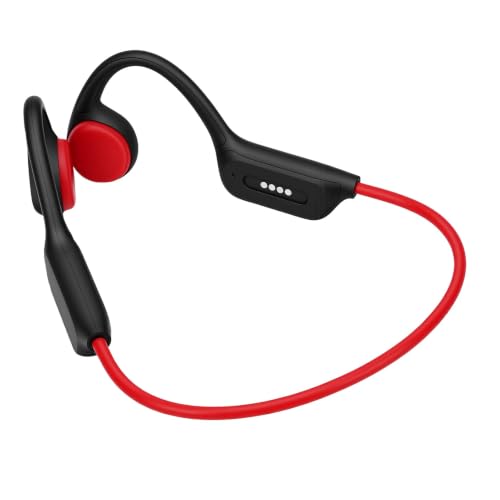 Bone Conduction Headphones Bluetooth, Water Proof Headphone with 32GB MP3 Player, IPX8, Bluetooth 5.4, Open Ear Sports Earphone for Swimming Running Cycling (Black Red) - color: Red