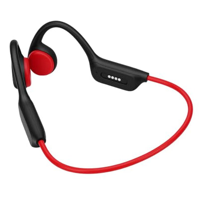 Bone Conduction Headphones Bluetooth, Water Proof Headphone with 32GB MP3 Player, IPX8, Bluetooth 5.4, Open Ear Sports Earphone for Swimming Running Cycling (Black Red) - color: Red