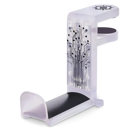 ENHANCE Voltaic 2 PC Gaming Headphone Holder - Desk Headphone Hanger Esports Headset Holder with Adjustable 360 Rotation, Under Desk Hook Clamp, Universal Fit - Built in Cable Clip Organizer - Clear - color: Clear