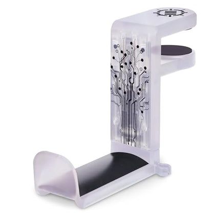 ENHANCE Voltaic 2 PC Gaming Headphone Holder - Desk Headphone Hanger Esports Headset Holder with Adjustable 360 Rotation, Under Desk Hook Clamp, Universal Fit - Built in Cable Clip Organizer - Clear - color: Clear