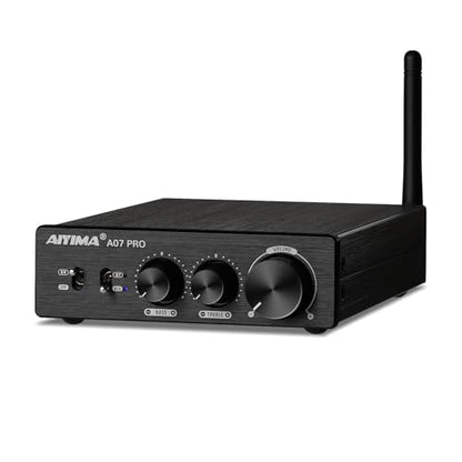 AIYIMA A07 Pro TPA3255 Stereo Amplifier Bluetooth 5.2 300Wx2 HiFi Class D Amp 2.0/2.1 Channel Audio Power Amp for Home Audio Speaker with Bass Treble knobs& 3.5mm Line Output,Supports 24-48V | Desktop Receiver with Bass/Treble Tone Controls.Class D Integr