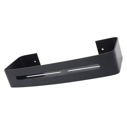 Bathroom Floating Shelf Wall Mount Bathroom Shelf Shower Bath Rack Single Layer Space Aluminum Bathroom Floating Wall Shelves with Hooks (Black)