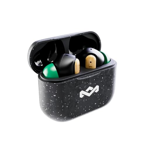 House of Marley Little Bird True Wireless Earbuds, Touch Controls, Built-in Mic, 24 Hours Playtime with Case, USB-C Quick Charge, Sustainable Materials, Movie and Gaming Mode, Black | Earphones with integrated microphone, 24 hours of battery life, In-ear