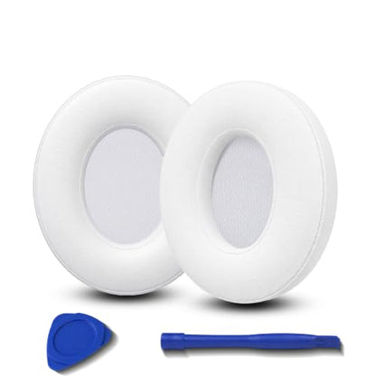 Replacement Ear Pads for Beats Studio 2 & Studio 3 (B0501, B0500) Wired & Wireless Headphones, Protein Leather Earpads Cushions with Memory Foam, Extra Thick Ear Cups,1 Pair (White) - color: White