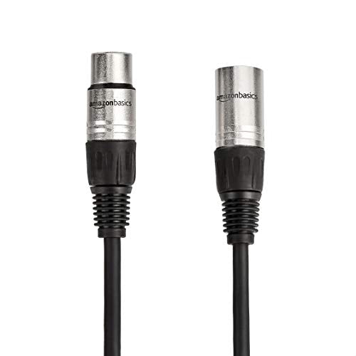 Amazon Basics 2-Pack XLR Male to Female Microphone Cable for Recording Studio, Speaker or PA System, Shielded, All Copper Conductors, 6MM PVC Jacket, 10 Foot, Black - size: 10 Feet, style: 2-Pack