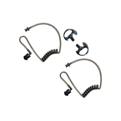 2-Pack Replacement Acoustic Tube Grey + Clear, Black Medium Earbuds | 2-Pack refill tubes (grey + clear), quick-disconnect, black medium earbuds; Fits standard coil-tube earpieces