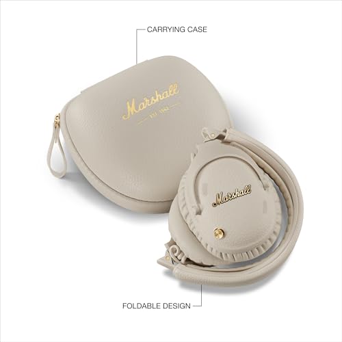 Marshall Monitor III A.N.C. Wireless Over-Ear Bluetooth Headphones - Active Noise Cancellation | 100+ Hr Playtime | Microphone for Calls | Lightweight, Foldable Design for Travel - Cream - color: Cream