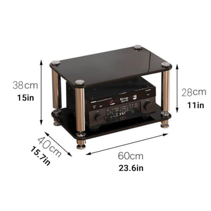 Tempered Glass HiFi Audio Rack Stand, Anti-Vibration Amplifier Shelf(White,2-Layer) - color: White, size: 2-layer