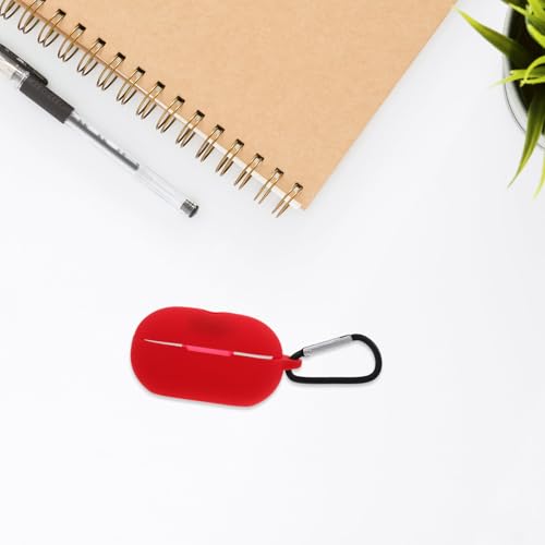 Vaguelly Silicone Charging Case Cover Sleeve for Buds Earbuds, Protective Earphone Holder with Keychain, Red Earbud Accessory for Travel and Daily Use