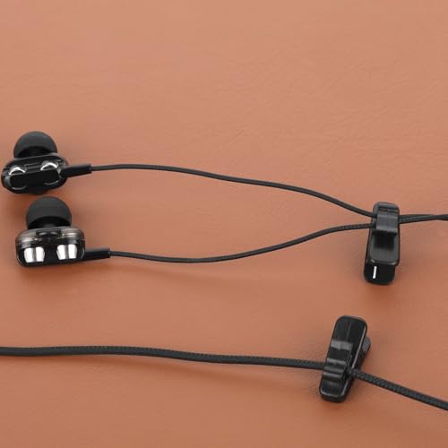 Psyqtsuary 24 PCS Lapel Mic Clip, Headset Wire Clips for Earphone Wire, 1 Inch Length Small Earphone Wire Clip Black Headphone Mount Cable Clothing Clip Earbud Clip for Most Headset Wire Earphone