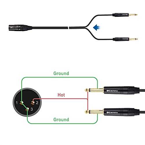 Cable Matters Dual 1/4 Inch to XLR Audio Splitter Cable, 6.6ft | XLR Male to 2x 1/4 (6.35mm) Male Splitter Cable, XLR to Dual 6.35mm Splitter, Black - size: 6.6 Feet