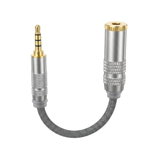 3.5mm Male to 4.4mm Female Headphone Adapter Cable, HiFi Converter for Headphone Amps Female Cord Converter Connector Gold-Plated Copper, 0.5ft