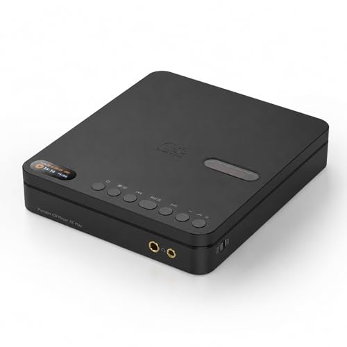 SHANLING EC Play Portable HiFi CD Player,USB DAC,CS43198 DAC+Dual SGM8262,384kHz/32bit,DSD256,Two-Way Bluetooth 6.0, LDAC,Up to 700mW@32Ω Output,3.5mm+4.4mm Headphone Output,Coaxial,1.12-in Screen - color: Black