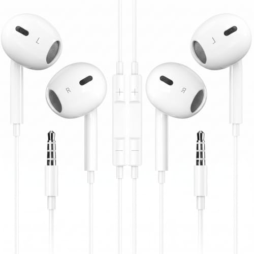 2 Pack Wired Earbuds 3.5mm Jack for Computer Laptop