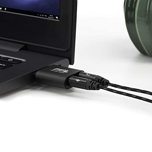 Plugable USB Audio Adapter Bundle with USB C to USB Cable, 3.5mm Speaker-Headphone and Microphone Jack, Add an External Stereo Sound Card to Any PC, Compatible with Windows, Mac, and Linux
