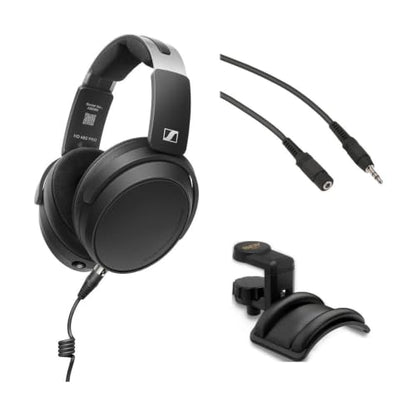 HD 480 PRO Professional Closed-Back Studio Headphones Black Bundle with Auray Headphone Holder w/ Padded Cradle & Adjustable Angle, Pearstone Stereo Mini Male to Stereo Mini Female Ext Cable Black 3