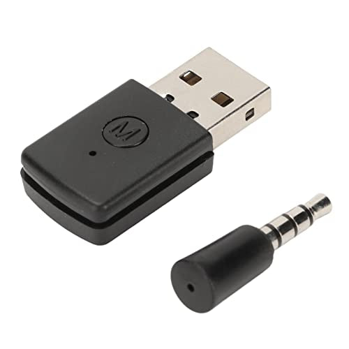 POCREATION Bluetooth USB Adapter for PS5 Gaming, Dual Mode Wireless Audio Transmitter Receiver, Plug & Play Bluetooth Dongle for Console Voice Chat, PS5 Controller, PC, 3.5mm Mic, Long Range
