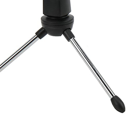 Desktop Desk Microphone Stand Foldable Tripod,Microphone Mic Stand Holder Bracket Adjustable Table Microphone Holder with Mic Clip for Conference Live Broadcast