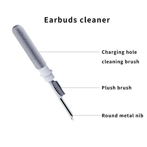 Bluetooth Earbuds Cleaning Pen,Cleaner Kit for Airpods Pro,Earbud Cleaning Kit,Multifunction Headphone Cleaning Pen Tool with Soft Brush Suitable for Headset,Keyboard, Phone and Camera Lens (White)
