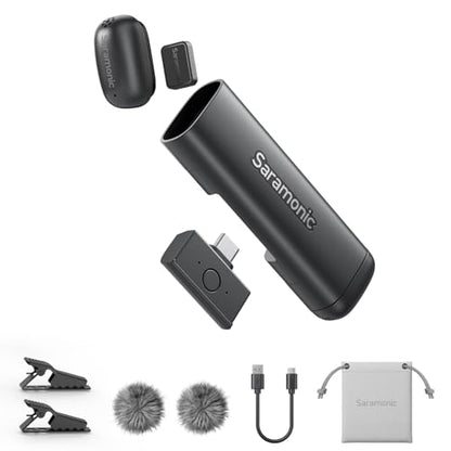 Saramonic Air SE Wireless Mini Microphone for iPhone 17/16/15 & Android, 48kHz/24-bit, AI Noise Cancellation, Clip on Content Creator Microphones for Interview YouTube TikTok Vlogging (2TX + USB-C RX)