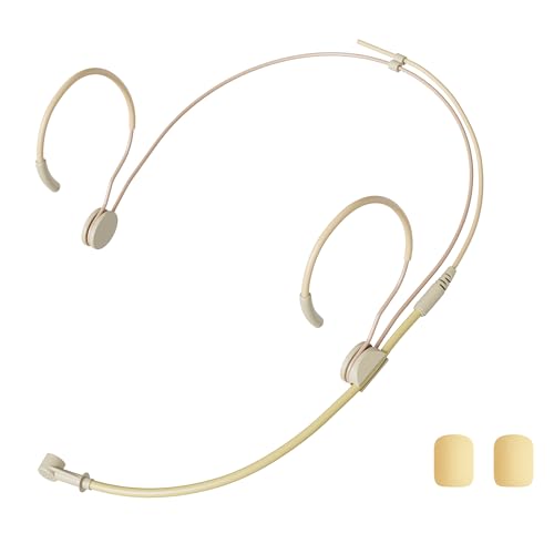 J K MIC-J 069 Headset Microphone Compatible with Audio-Technica Bodypacks | Unidirectional Headworn Microphone Earhook Mic with Hirose 4-Pin Plug, Compatible with Audio-Technica Wireless Transmitters