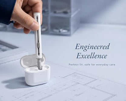 4 Pack 3-in-1 Earbud Cleaning Pen Tool with Soft Brush and Metal Nib for Wireless Earphones, White - color: White