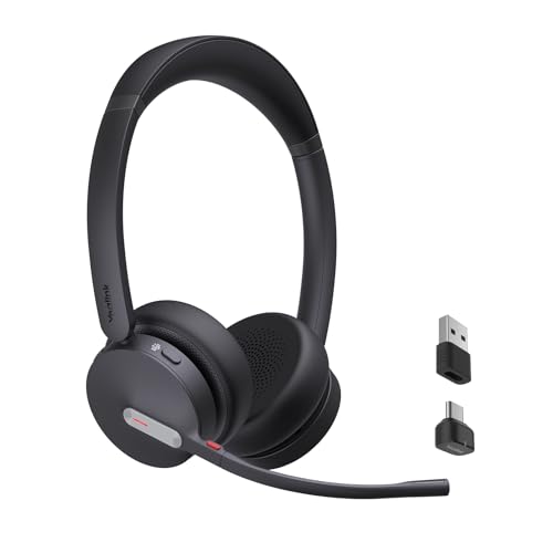Yealink BH70 Teams Bluetooth Headset with Mic for Work, 35h Talk Battery | AI 3-Mic, 147g Lightest in its class, Teams Certified & Cisco Zoom Google 100+ Compatible, for Open Office/ WFH/ Call Center - color: Black (Teams), style: Dual (USB-C to A)