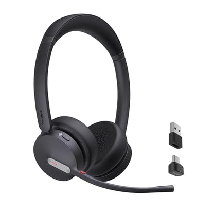 Yealink BH70 Teams Bluetooth Headset with Mic for Work, 35h Talk Battery | AI 3-Mic, 147g Lightest in its class, Teams Certified & Cisco Zoom Google 100+ Compatible, for Open Office/ WFH/ Call Center - color: Black (Teams), style: Dual (USB-C to A)