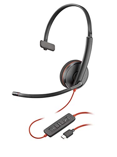 Poly 77T36AA-ABA 5.28 ft. Poly Blackwire - Mono - USB Type C - Mini-Phone 3.5mm - Wired - on - Ear - Monaural - Ear - Cup - Noise Cancelling Microphone - Noise Canceling 3210 Headset - Black