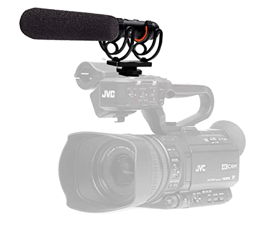 Advanced Super Cardioid Microphone for JVC GY-HM250 (Stereo/Shotgun) with Dead Cat Wind Muff