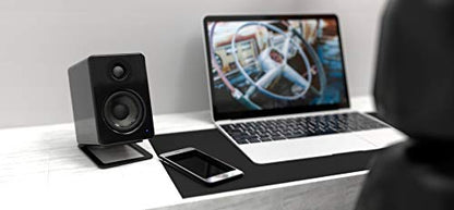 Kanto YU2GB PC Gaming Desktop Speakers | 3" Composite Drivers | 3/4" Silk Dome Tweeter | Class D Amplifier | 100 Watts | Built-in USB DAC | Subwoofer Output | Pair | Gloss Black - color: Gloss Black