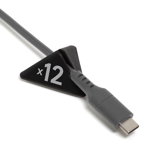 U Brands Pyramid Cord Organizers, Set of 12 Cable Clips, Black - style: Matte Black