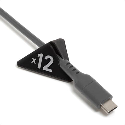 U Brands Pyramid Cord Organizers, Set of 12 Cable Clips, Black - style: Matte Black