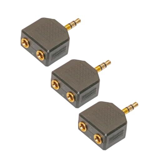 3.5mm Audio Splitter Adapter, 1/8 inch Male to 2X Female Y-Connector, 3-Pack