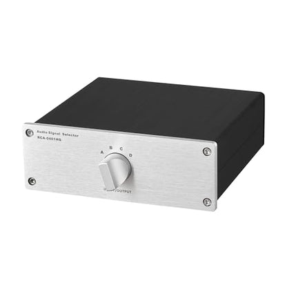 4 to 1 (1 to 4) RCA Audio Signal Switcher, L/R channel Power Amplifier Selector, 1 In and 4 Out Audio Switch, Suitable for CD Players, Radios, Decoders, Power Amplifiers and Active Speakers (RCA 0401)
