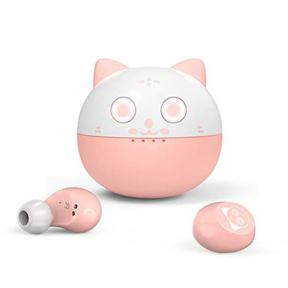 Cute Pink cat Wireless Earphones, Waterproof, Noise Cancelling in-Ear erbuds, TWS Stereo Headphones, Built in mic Headset Premium Sound with deep bass, JE-05B_K71 - color: JE-05B_K71
