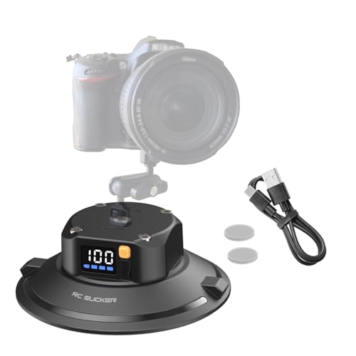 6" Electric Vacuum Suction Cup Camera Mount, ABS Car Mount for Camera/Action Camera/Phone, Heavy-Duty Vacuum Force for Car/Boat/Windshield/Window Mounts,Universal 1/4" Thread - size: 6"