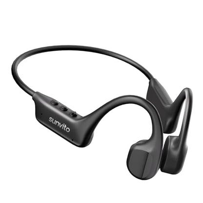 Bone Conduction Headphones Bluetooth 6.1 Open Ear IPX7 Waterproof - color: Black