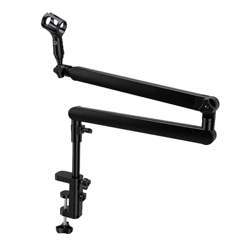 Luocute Microphone Arm Stand, Heavy Duty Adjustable Desk Mount Boom Arm with Anti Slip Clamp and Cable Management, for Recording Gaming Streaming Podcasting Studio